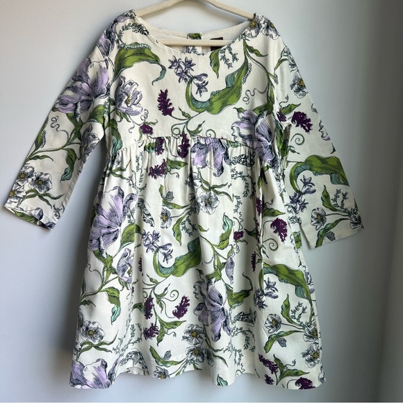 Tea Collection Green & Purple Floral Kid’s Dress - Size 6 - Picture 1 of 12